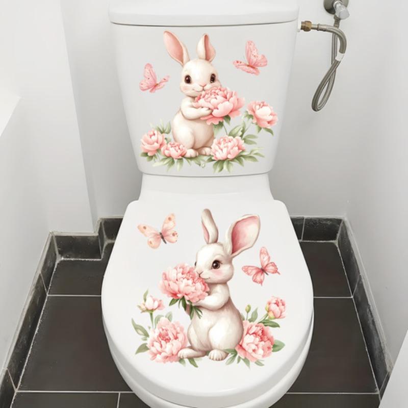 Autocollant de toilette 3D créatif et réaliste avec vision de chat mignon, décoration de couvercle de toilette en PVC auto-adhésif et imperméable