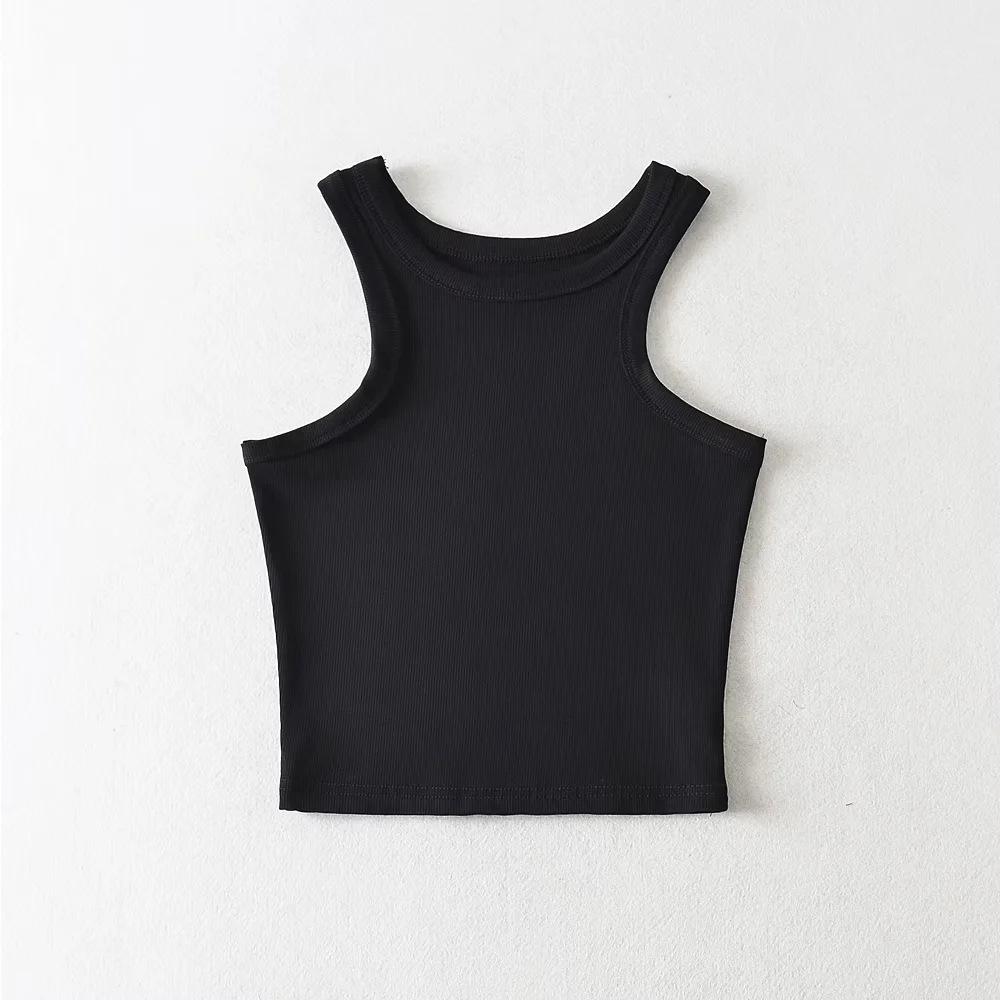 Amerikanisches Sommer Slim Fit Spaghetti-Träger Rundhals Tanktop für Damen