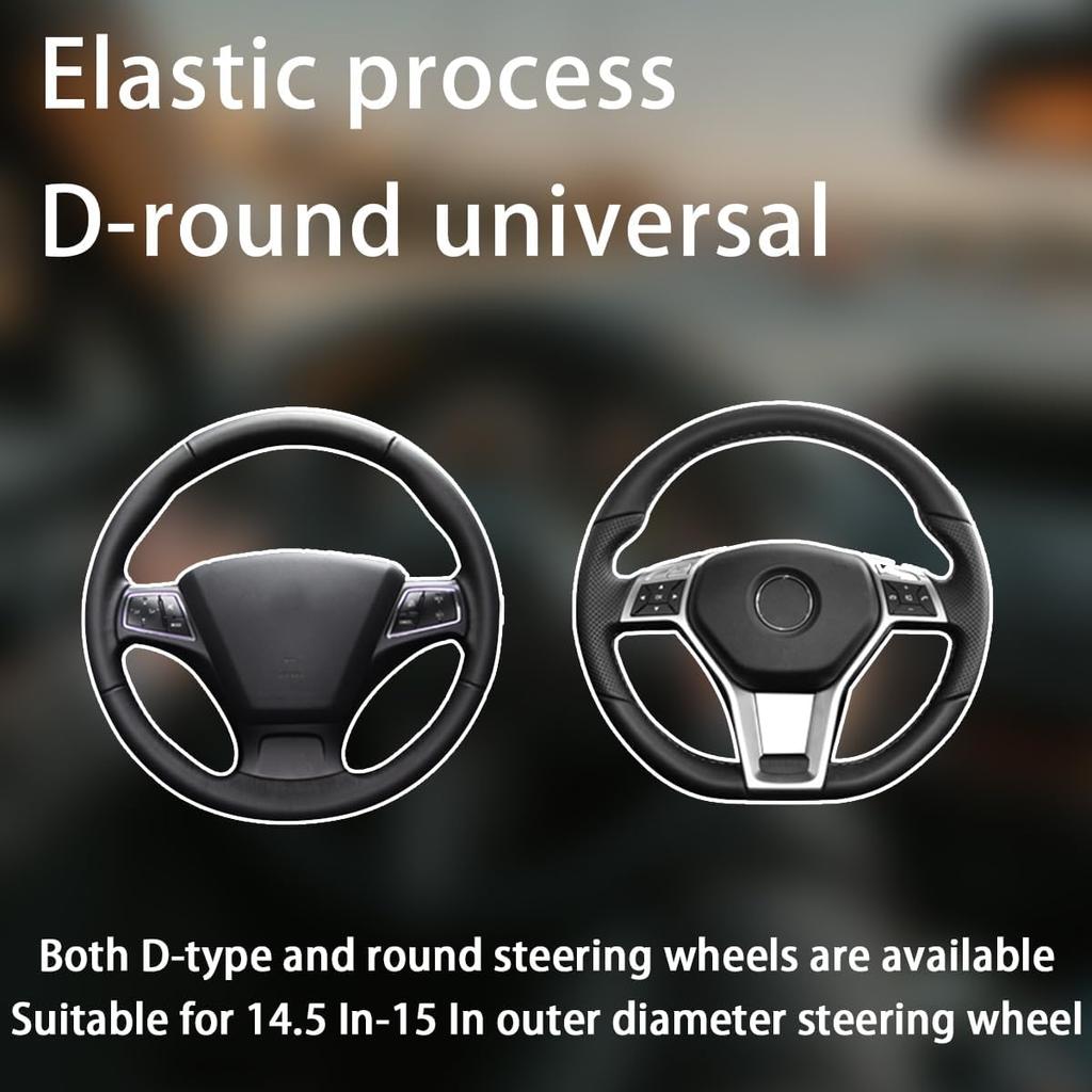 BELOMI Leather Car Steering Wheel Cover, Universal 15 Inch For Car Truck SUV, Non-Slip And Breathable, Sport Style Design Odorless Steering Wheel