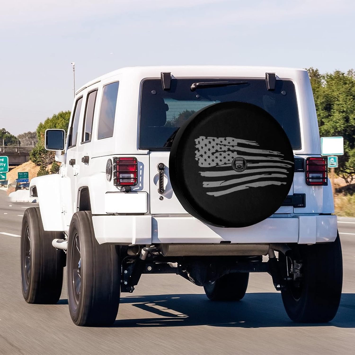 

Foruidea Waving American Flag Military Spare Tire Cover with Backup Camera Hole Wheel Tire Cover Fit Trailer, RV, SUV and Many Vehicle 17inch