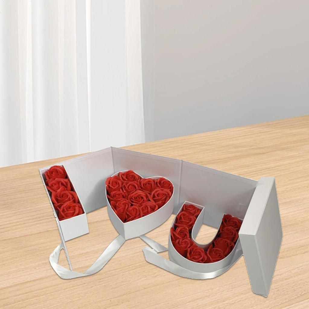 Empty Flower Gift Box Elegant Cardboard Letter Shaped DIY Decorations Gift Packaging for Anniversary Celebrations Parties