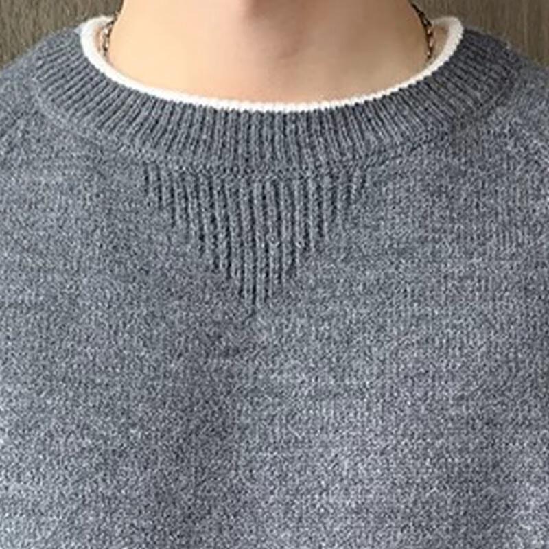 Tucano Men's Faux Two-Piece Round Neck Warm Sweater