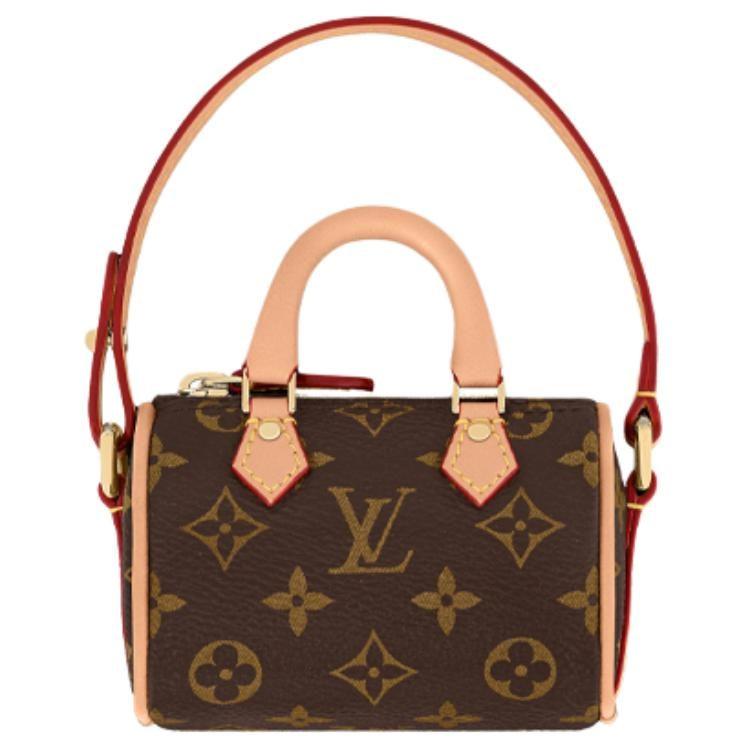 Louis Vuitton Speedy Coated Canvas With Leather Pillow Bag Portable Coin Purse Extra Mini Women's Brown M00544