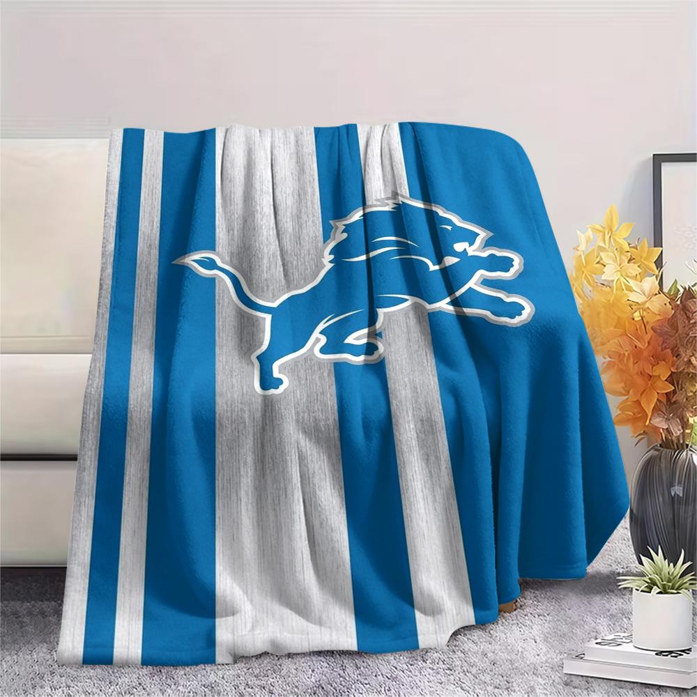 Coperta in Flanella Stampata Detroit Lions, Alta Qualità, Confortevole per Tutte le Stagioni, Arredamento per la Casa, Calore e Comfort, Perfetta per Regali di Natale