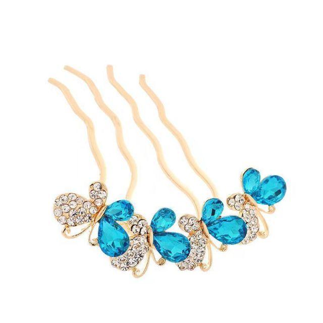 Elegance Women Bowknot U Shape Rhinestone Hairpins Metal Hair Sticks Hairclip Bridal Wedding Banquet Hair Accessories Headwear