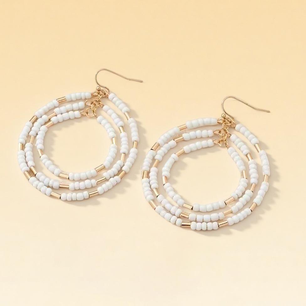 New fashion bohemian style multi-layer colored rice bead earrings casual date women's earrings