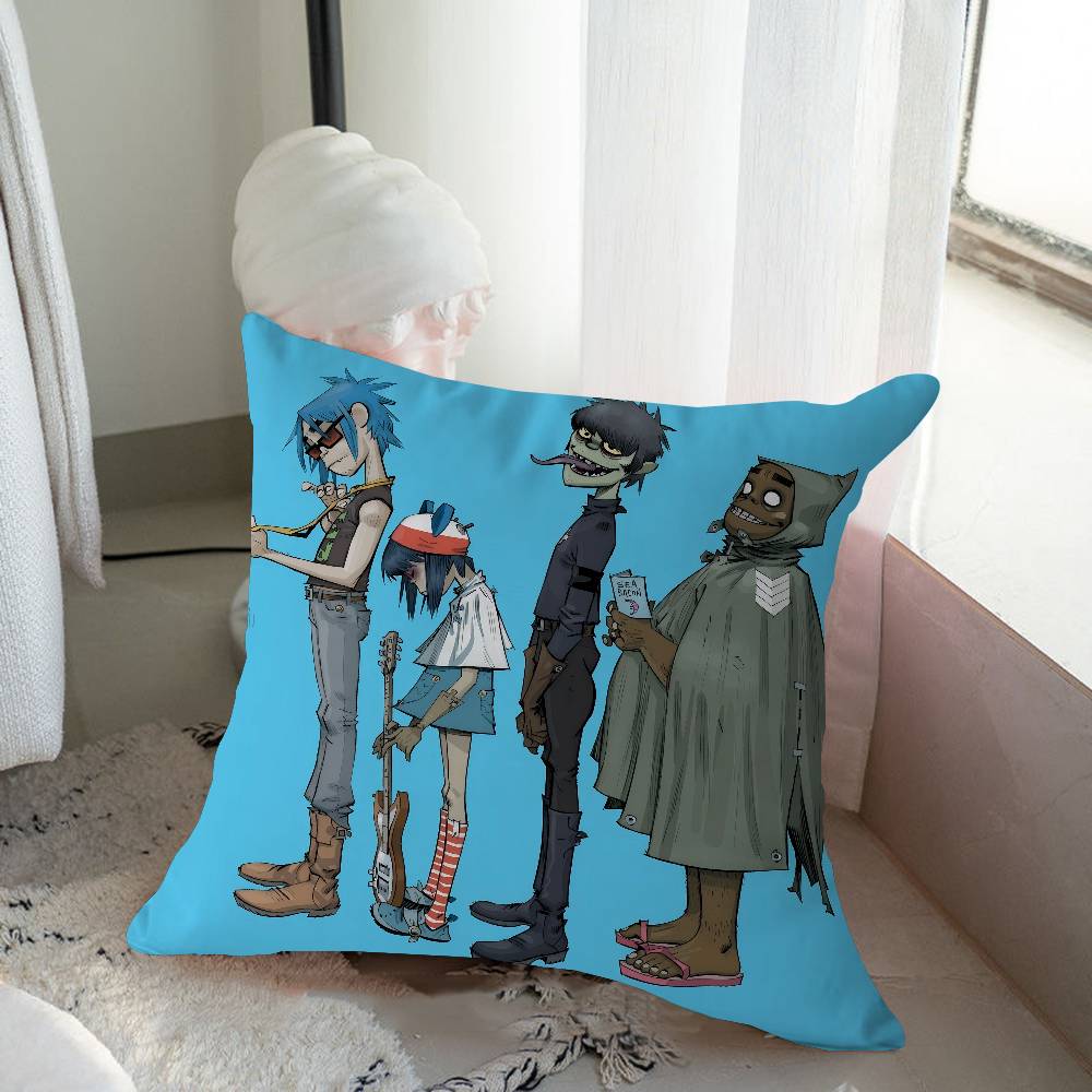 G-Gorillaz Arte Musical 45*45cm Funda de Cojín Funda de Almohada Decoración Funda de Almohada Funda de Almohada para Sofá