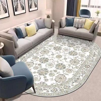 Luxurious Vintage Floral Velvet Area Mat for Living Room, Bedroom, Office, and Entryway Decor, Lightweight and Stylish Oval Design Garden Decor Mat