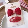 2pcs Red Color Baby Girl Hair Clip Christmas Series Bow Floral Children's BB Clip Cute Hair Accessories Sweet Hair Clip