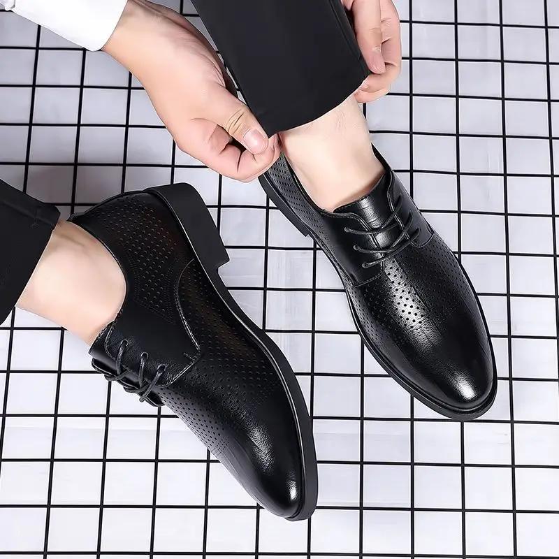 Cowhide Breathable In Summer Casual Business Men's Formal Shoes Suit Party Low Price Luxury Designer 2024 Style Social Shoe Male