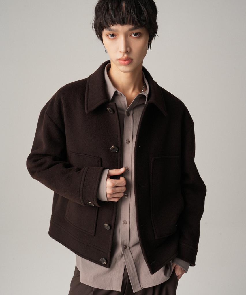 Avandress Fore Wool Collar Handmade Jacket Gray