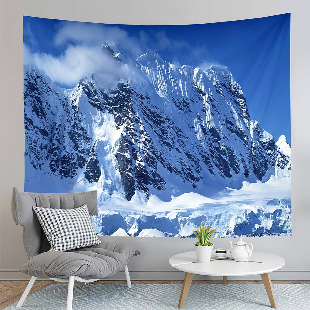 Winter Snow Tapestry Mountain Forest Snowy Pine Tapestry Sunset Landscape Tapestry Art Home Living Room Bedroom Decor Tapestries
