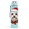 1PC Santa Hat Puppy Christmas Dog Print 750ml Color Plastic Sports Water Bottle Leakproof Flip Straw Lid Suitable for Sports Office Home Use