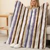 Soft Skin-Friendly Flannel Blanket Plush Short Fleece, Striped Design, Single Size Bedroom Throw, Cozy Home Decor for Christmas & Halloween