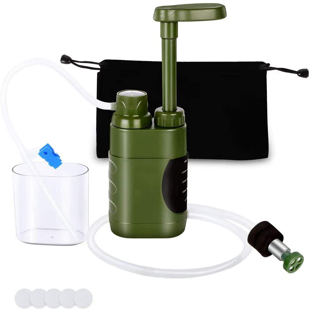 Outdoor Water Filter Survival Portable Water Filter for Drinking Water Emergency Package for Camping Hiking Survival Accessories зелёный