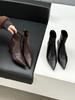 Soft Leather Black High Heel Short Boots Women's Thin Heel Pointed 2025 Versatile Commuter French Skinny Boots