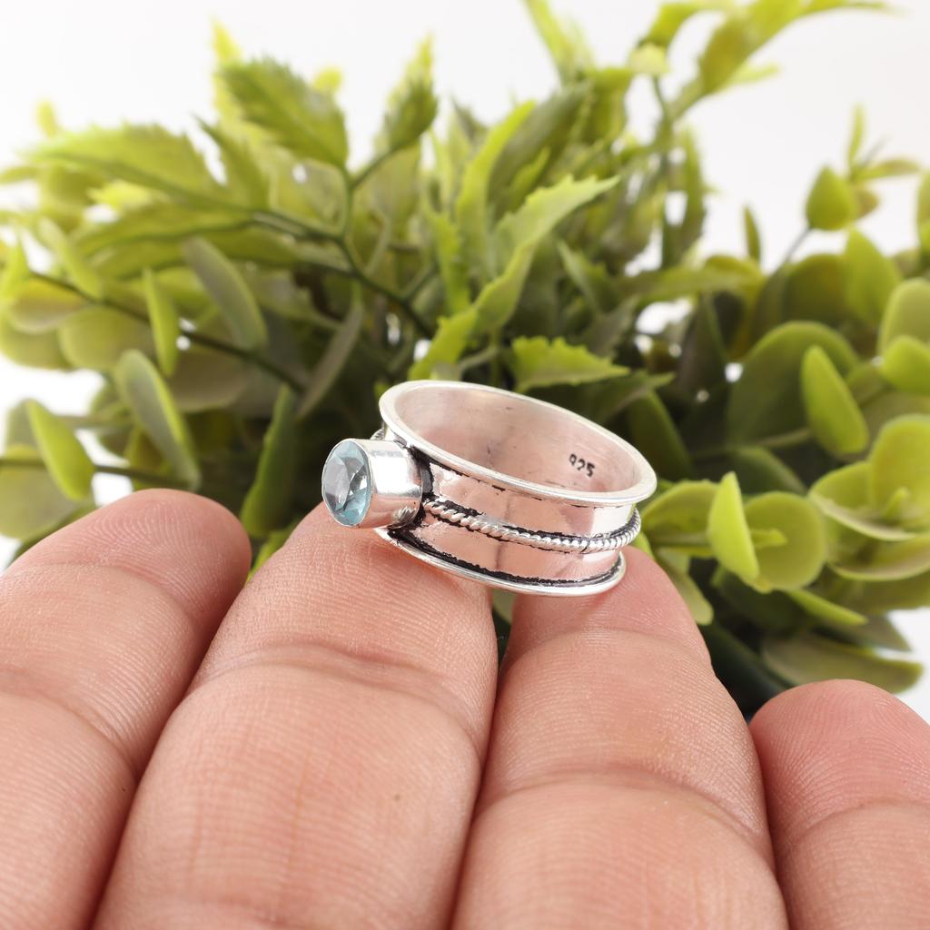 Sky Blue Topaz Gemstone Ring, Handmade Gorgeous Jewelry, 925 Sterling Silver Jewelry, Bohemian Ring For Wedding Gift