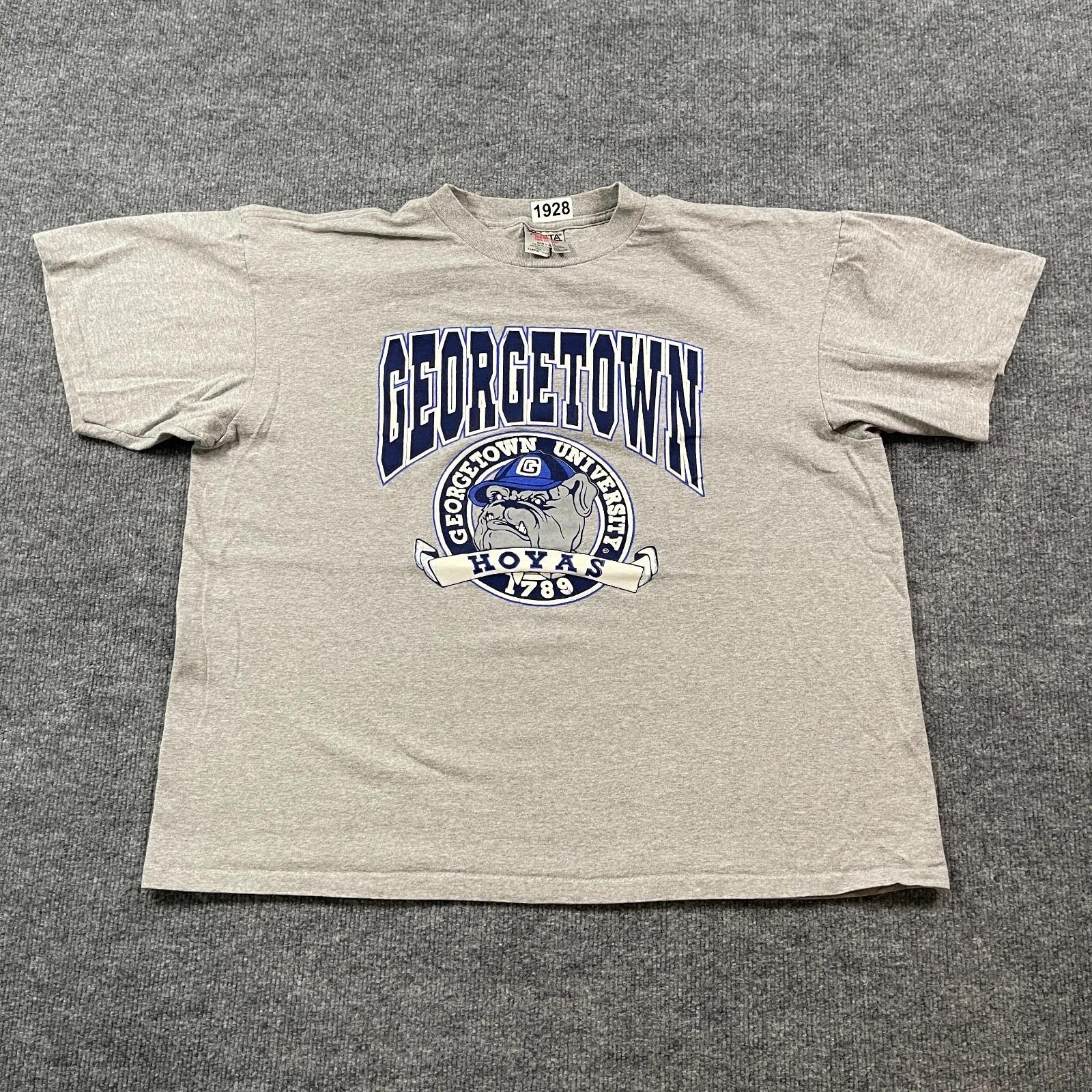 Vintage 90s Georgetown Hoyas University Shirt XL 24x24 Gray Arch Spellout XL