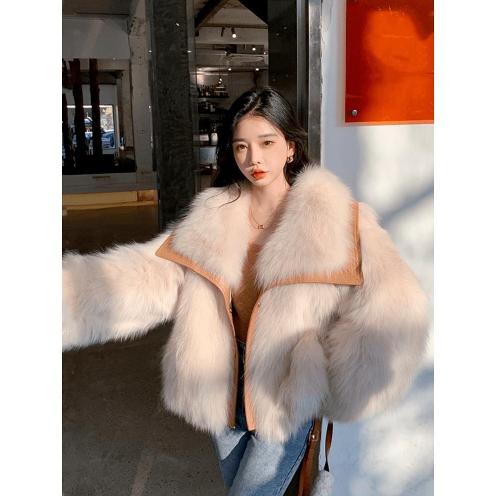 

Женская шуба премиум-класса Новая зимняя плюшевая утолщенная шуба Пушистая шуба с иностранным газом Экологичная шуба с иностранным газом L