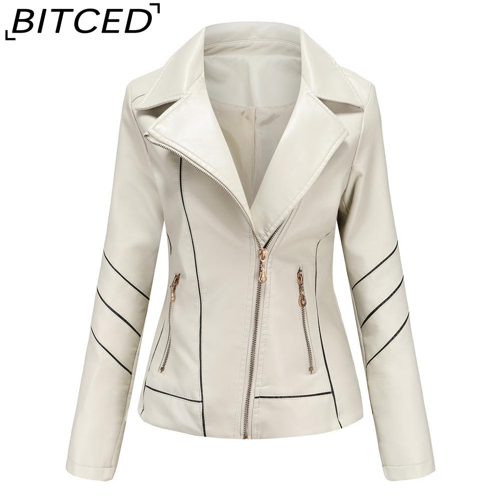 

BITCED Women s Lightweight PU Short Jacket Spring/Autumn Biker Jacket S