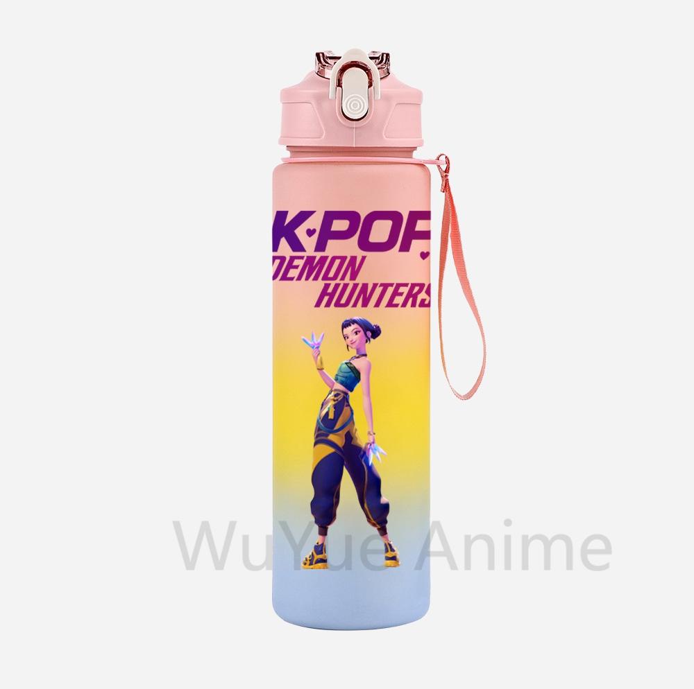 Anime K-Pop Demon Hunters Character Water Cup Large Capacity Outdoor Portable Rope Drinking Bottle Gift for Boys and Girls