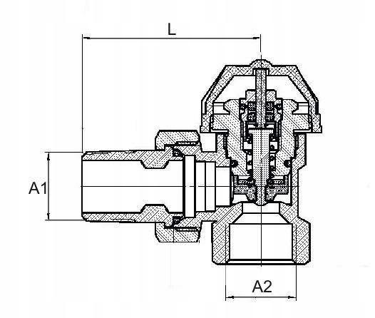 Zawór Termostatyczny Bez Głowicy Kątowy 1/2 Cala