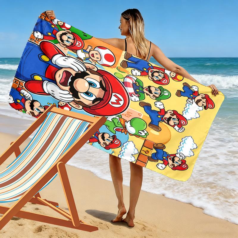 Super Bros Print Beach Towel, Large Soft Quick Dry Towel for Beach Camping Swimming