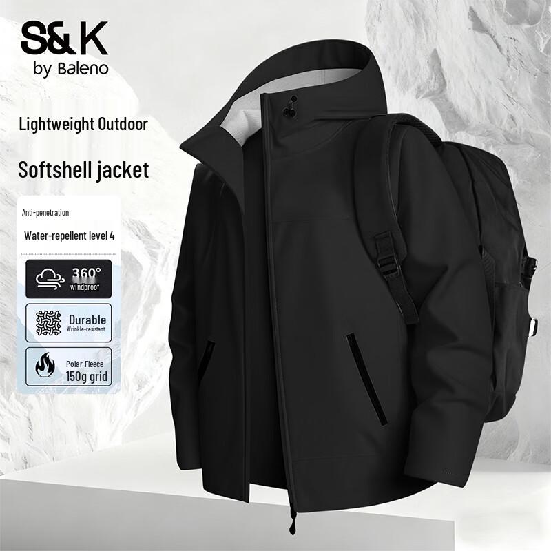 Baleno S&K Series Men's Winter Fleece-Lined Outdoor Hooded Jacket