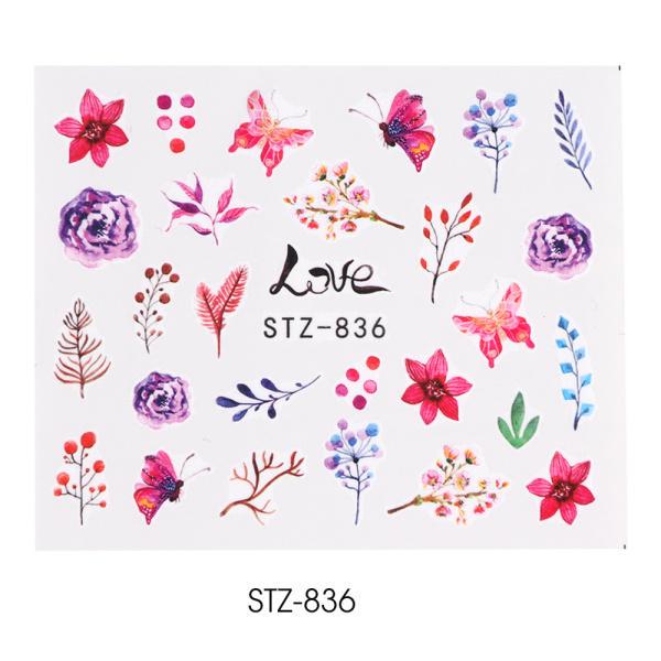 Water Nail Decal and Sticker Flower Leaf Tree Green Simple Summer Slider for Manicure Nail Art Watermark Tips