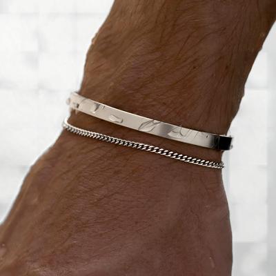 Bracelet Chaîne Cubaine en Acier Inoxydable 3mm pour Hommes Street Hip Hop Accessoires de Bijoux Bracelet Ouvert Réglable