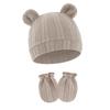 Knitted Bear Ear Earflap Hat Ear Protection Baby Hat Glove Set Fashion Children's Winter Hat  Girls