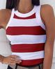 Women's Striped Round Neck Racerback Vest - Sexy Sleeveless Summer Top