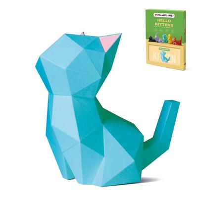 ORIGAMIPLANET 3D Origami Craft Kit Moonlit Cat Paper Home Paper 3D Paper Handmade Home DIY Craft Set for Gift for Adults and Kids Ages - Kitten,