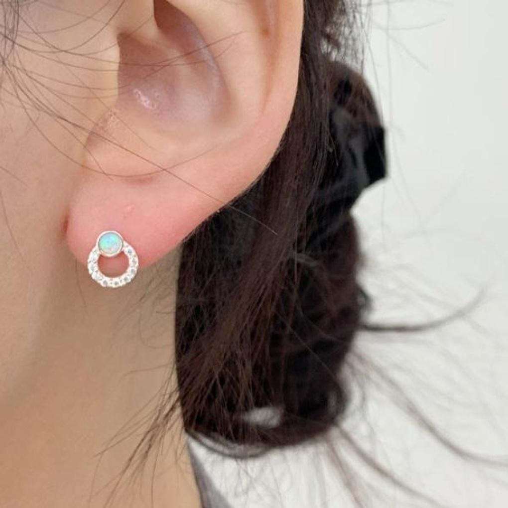 Women's Accessories Sari Opal Round Cubic Zirconia Earrings