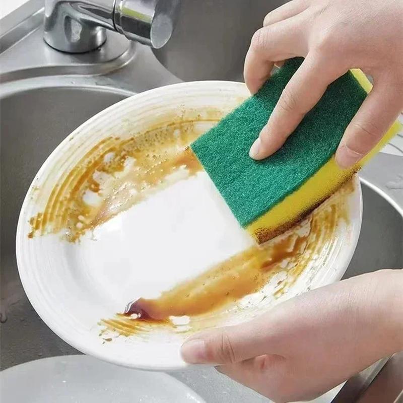 Lot de 5/50 éponges à vaisselle robustes pour ustensiles de cuisine, anti-rayures, réutilisables et écologiques, pour la maison et le restaurant