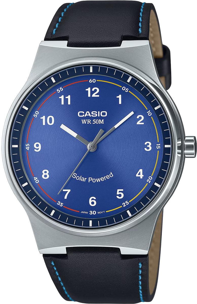 

[Casio] CASIO Standard Solar Analog 5 ATM Water Resistant Watch MTP-RS105L-2BV Men s Blue Dial Leather Band