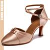Scarpe da Ballo Latino da Donna in Raso di Seta Punta Chiusa Scarpe da Valzer Moderno Sala da Ballo con Tacco 7CM