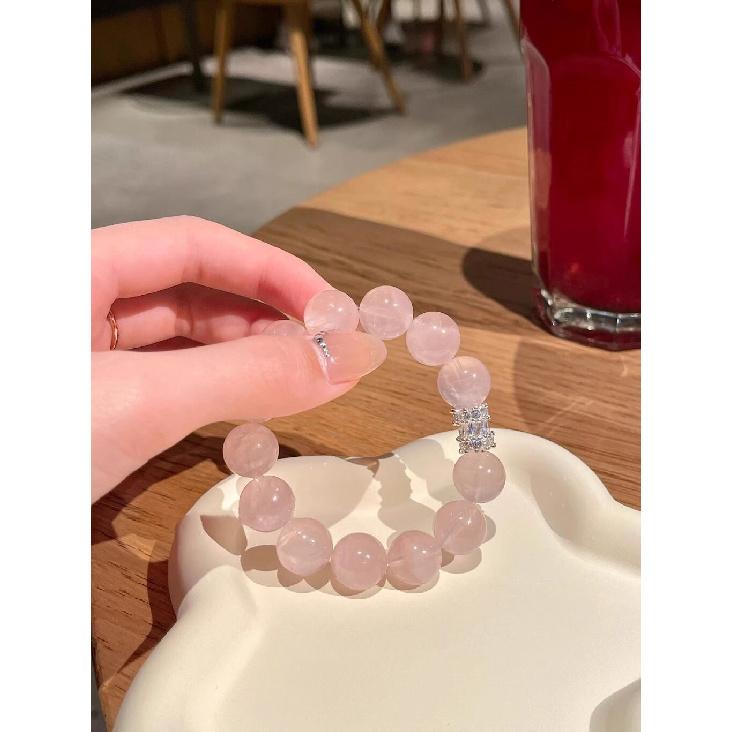 

Natural pink crystal bracelet, peach blossom pink crystal bracelet, amethyst bracelet, high-transparency bracelet, couple s gift Rose Quartz Bracelet8mm