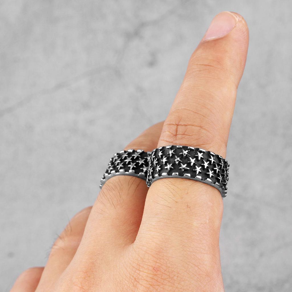 Starry Night Star Simple Stainless Steel Women Mens Rings for Couple Lovers Girl Boyfriend Jewelry Creativity Gift