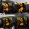 Modern Art Funny Mona Lisa Cushion Cover Pillowcase Ultra Soft Skin Friendly Fabric Cloud Like Comfort Concealed Zipper