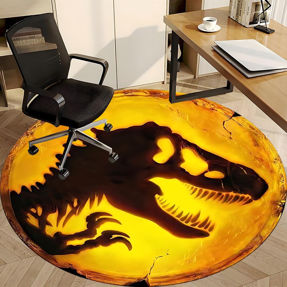 1PC Dinosaur Fossil Office Round Rug, Non slip, Soft and Durable Office Rug for Interior Decoration, Perfect for Office