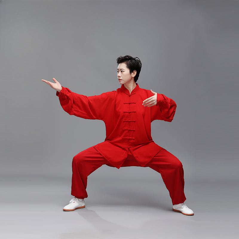 

Китайская традиционная мужская форма тайцзи кунг-фу, одежда для боевых искусств, ушу, топ, брюки, тренировочный костюм размера плюс 2XL Tang S красный
