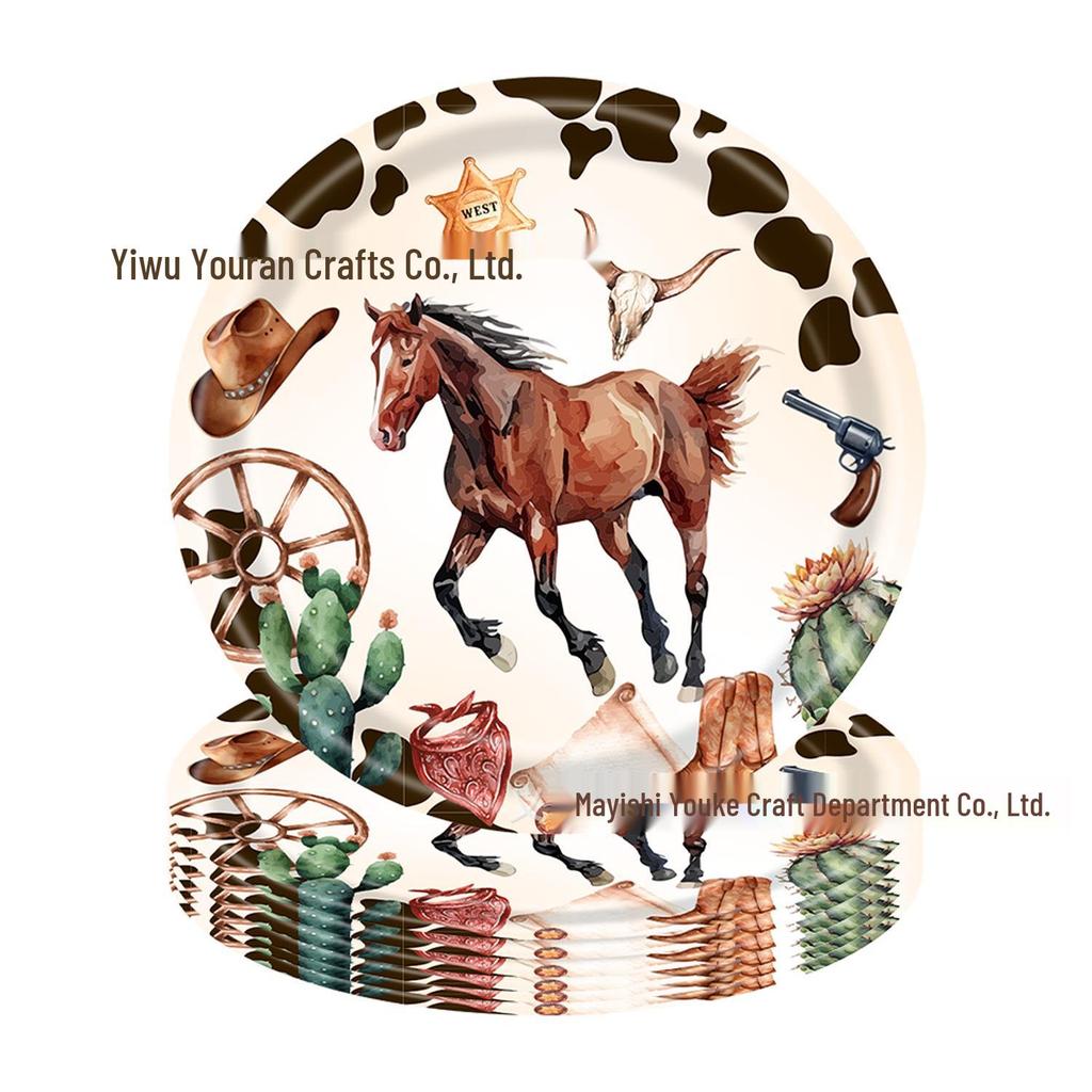Western Cowboy Theme Birthday Party Disposable Tableware Set