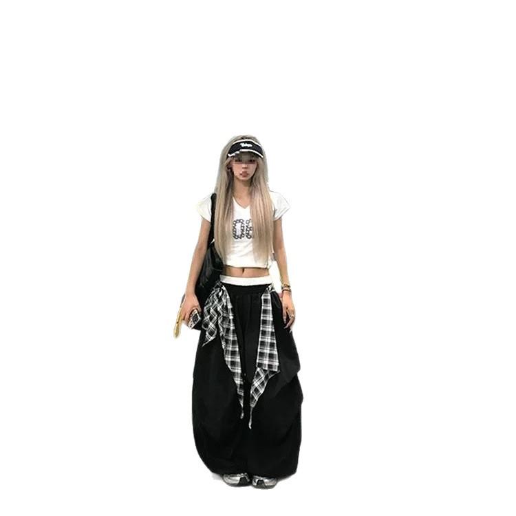 Women's Hip-Hop Wide-Leg Butt Flap Pants - Loose, Slimming, Drape Casual Mopping Style