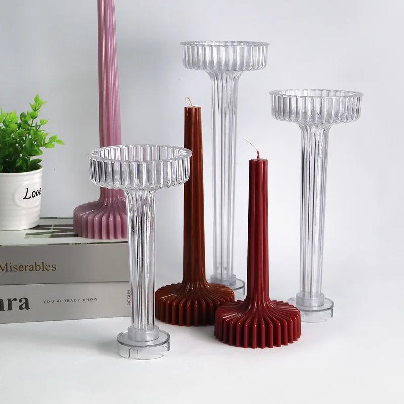 DIY Long Vase shaped candle acrylic mold Roman column cylindrical geometric shape candle plastic mold home decoration