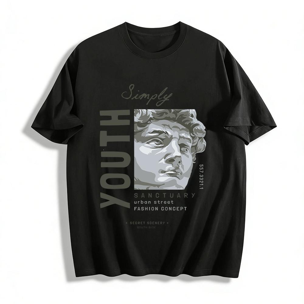 

Simply Youth Sanctuary David Print Street Fashion Casual Tee Pure cotton T-shirt XXS