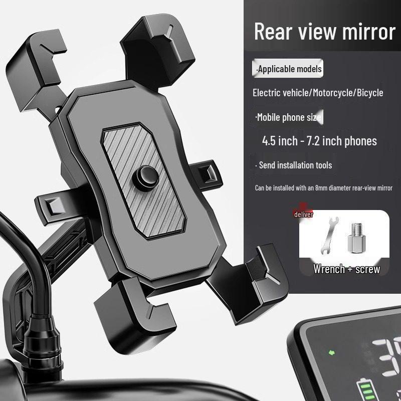 Shockproof Bicycle & Motorcycle Rearview Mirror Phone Holder for Navigation