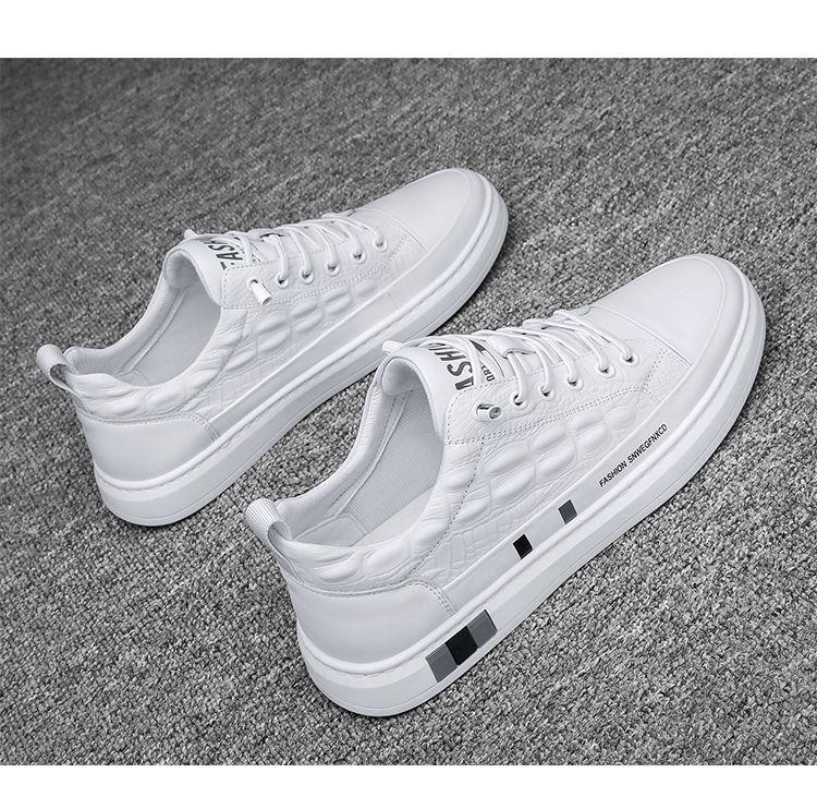 2024 Men's Korean Style Leather Casual Flat Shoes - Trendy Solid Color Soft Sole Board Shoes for Students