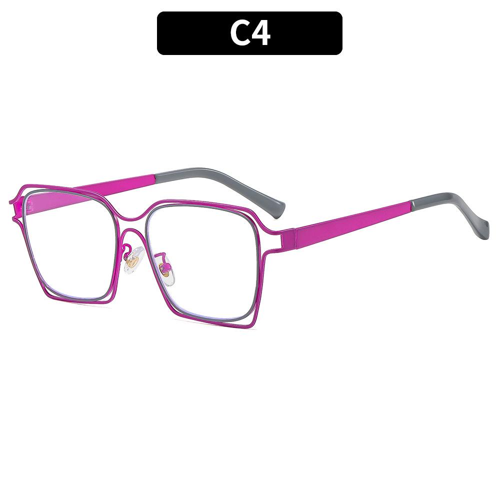 Women's eyeglasses - unisex fashion square hollow metal glasses