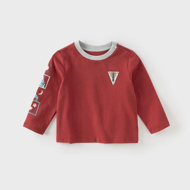 Davibella Boys  New Year Red Cotton Long Sleeve T-Shirt 100cm